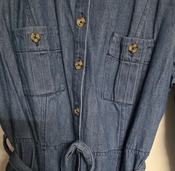 Boden Women's Dark Wash Denim Long Sleeve Shirt Dress Button-Up US 14 UK 18 Midi - Picture 6 of 6